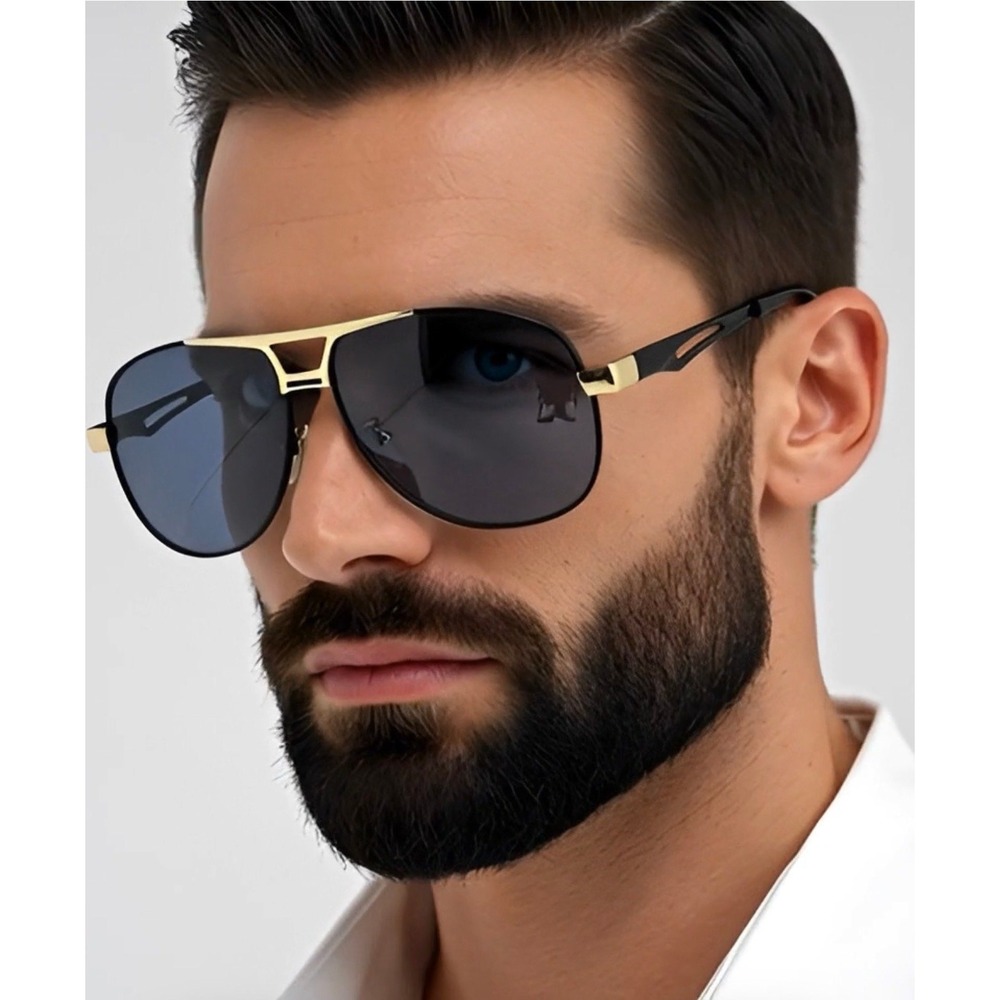 Men's Polarized Aviator Sunglasses Gold Accents‎ Driving Glasses UV Protection